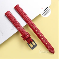 Premium Brown Slim Leather Watch Band - Soft, High - Quality Universal Wristband - 12mm (Red - Black)