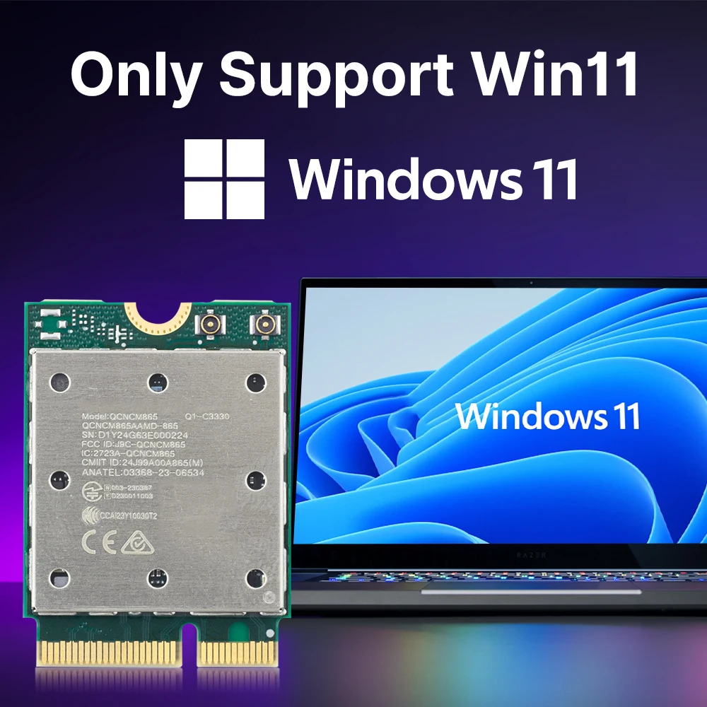 fenvi Wifi 7 QCNCM865 M.2 네트워크 카드 Bluetooth 5.3 최대 5.8Gbps Wifi 6E Wlan 무선  어댑터보다 Win 11Wu 전용 - AliExpress