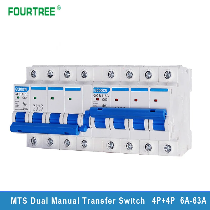 Interruptor de Transferência Manual Mini Interruptor do Bloqueio Poder Duplo Mts 400v C.a. 6a63a 50hz 60hz Trilho do Dain do Ats 4p Mais 4p 1pc