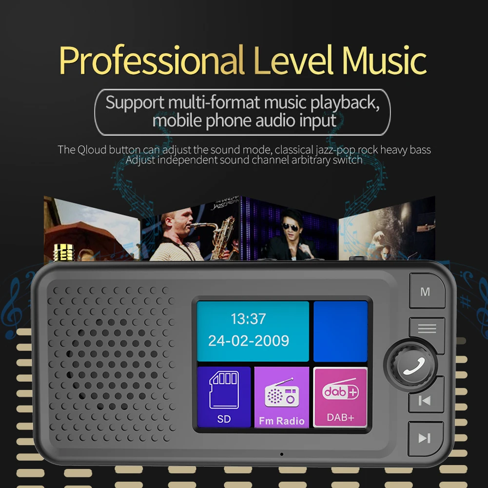 DAB Radio Receiver in Car with 2.4inch Screen BT 5.0 AUX FM Transmitter Digital Car Radio Supplies