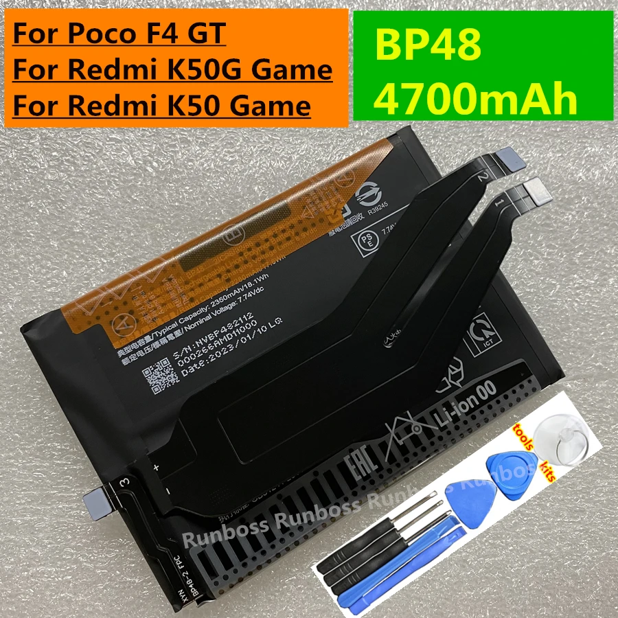 

New BP48 4700mAh Original High Quality Battery For Xiaomi Poco F4 GT For Redmi K50G K50 Game Mobile Phone Batteria + Tools