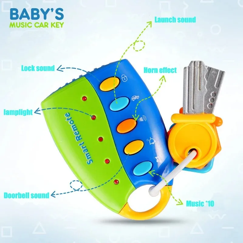 Baby Toy Musical Car Key Vocal Smart Remote Car Voices Pretend Play Educational Toys For Children Baby Music Toys 3