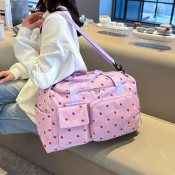 Corduroy Travel Tote Bag Large Capacity Carry On Travel Bag With Shoe Compartment Sports Fitness Bags For Women Duffle Bags 1