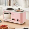 Household Electric 4 in 1 Breakfast Machine Mini Bread Toaster Baking Oven Omelette Fry Pan Hot Pot Boiler Food Steamer 4