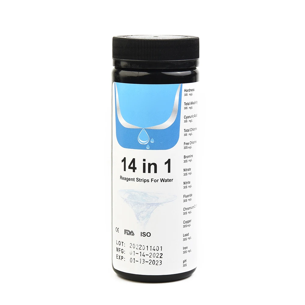 50PCS 14-In-1 Swimming Pool PH Test Kit Value Alkalinity Hardness Test Strip Pool Cleaner Accessories Tool Drinking Water