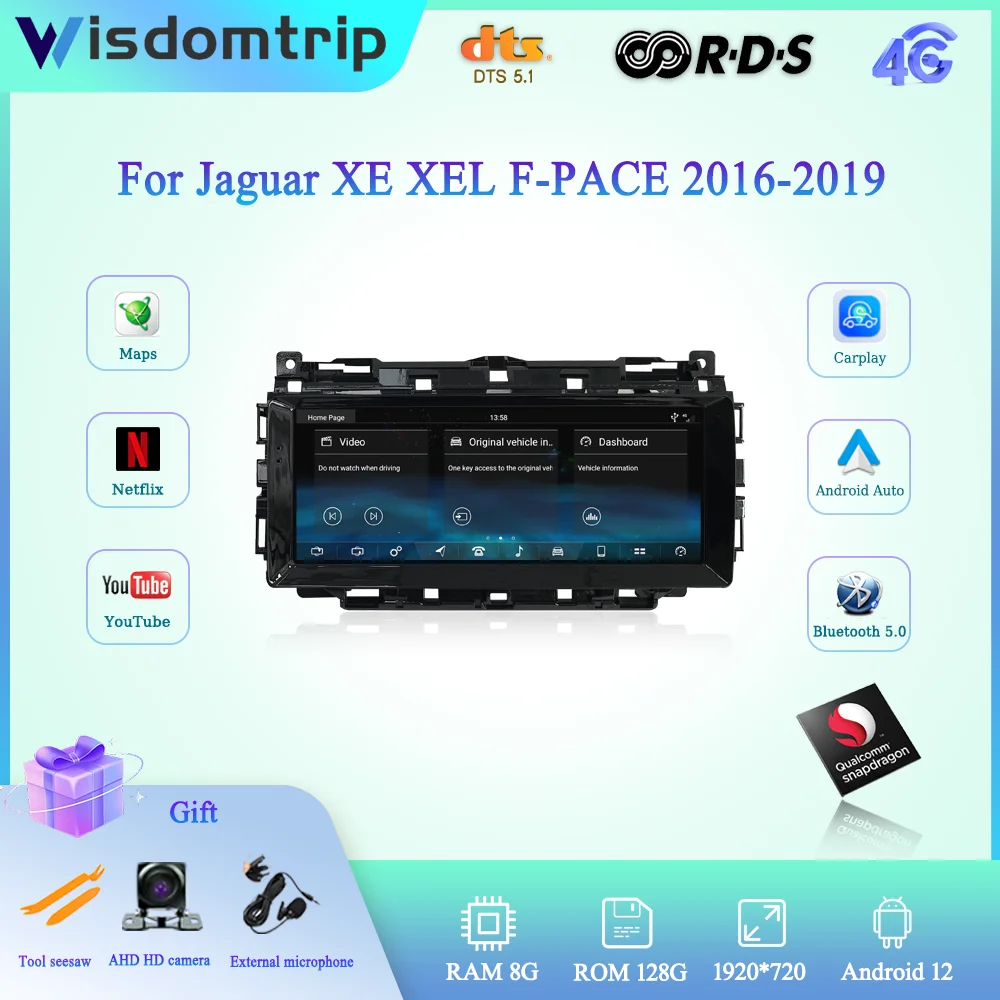 

For Jaguar F-PACE 2016-2019 Intelligent Multimedia Video Player GPS Radio 4G 5G WIFI Navigation CarPlay+AUTO Android13