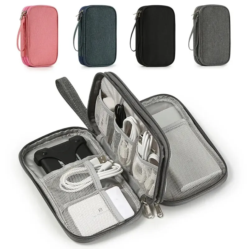 Portable Travel Digital Storage Bag USB Cable Organizer Headset Charger Case in Grey/Black/Navy for Neatness And Convenience