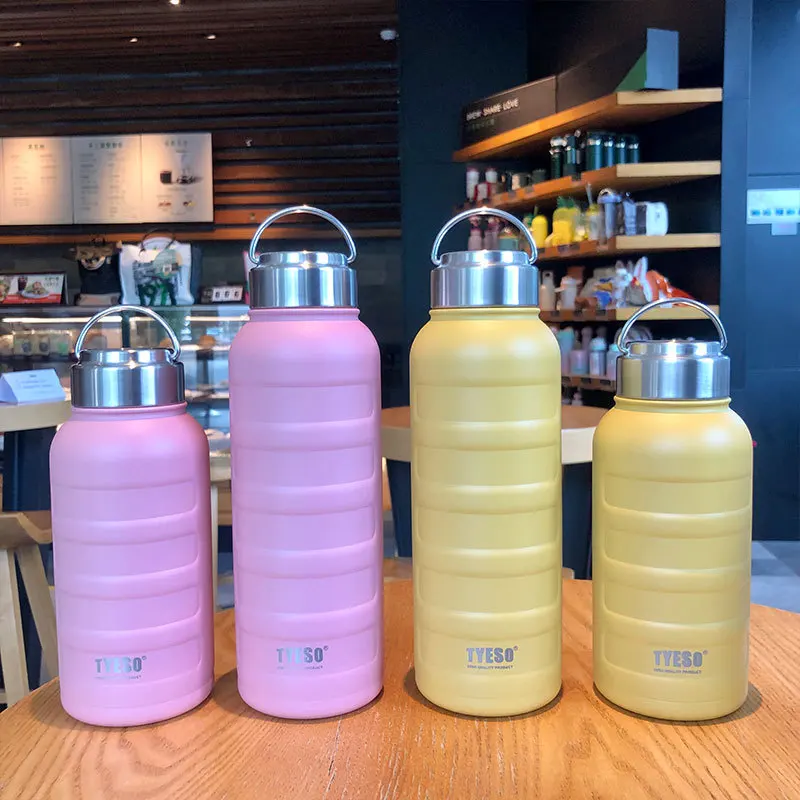 750/1000ML TYESO Water Bottle Double Wall Insulated Stainless Steel Thermos With Handle Lid Copo Termico Botella De Agua Termo