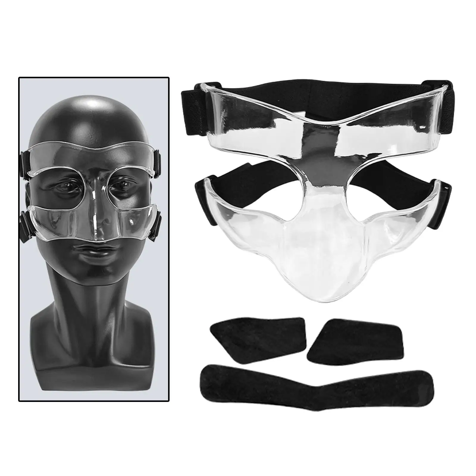 

Баскетбольная маска, Противоударная маска, регулируемый эластичный ремешок, Спортивная маска для лица, для футбола, фитнеса, футбола, тренировок, борьбы