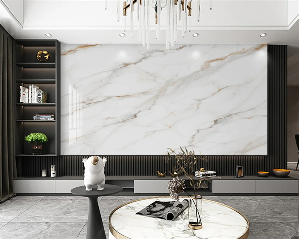 

beibehang Customized modern minimalist jazz white marble slate light luxury TV bedroom background wallpaper papier peint