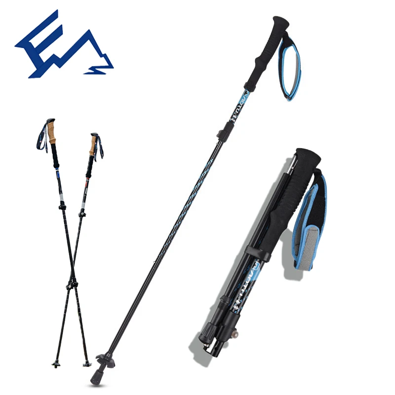 

Outdoor Folding Trekking Pole Aluminum Anti Shock Walking Sticks Stick For Tourism Trail Running Canes Hiking Accessories Device