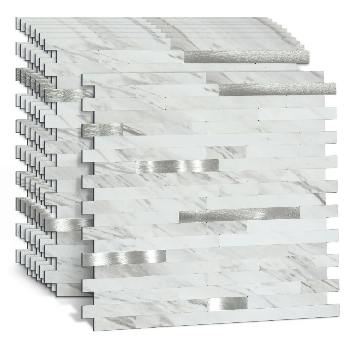 

11pcs/lot Mosaic Wall Tile Peel And Stick Self Adhesive Waterproof Aluminum composite rectangle Kitchen Bath Tile Backsplash