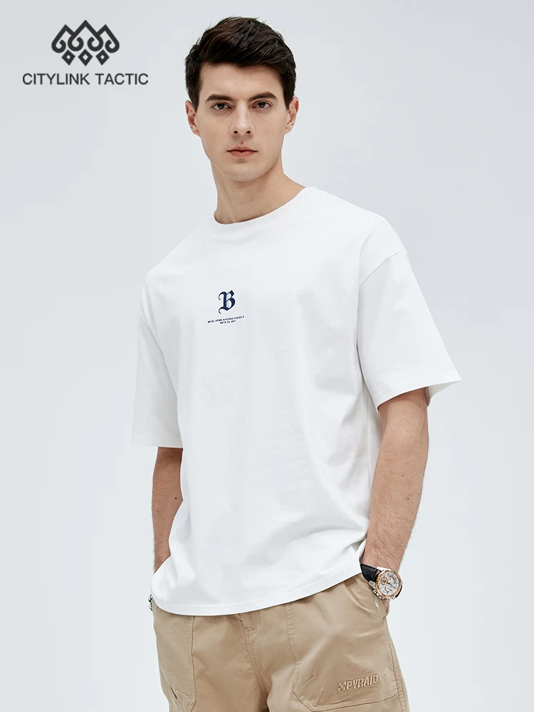 

CKNE Letter Print 2024 New Loose Casual White Summer Thin Pure Cotton Round Neck Short Sleeved T-shirt For Men