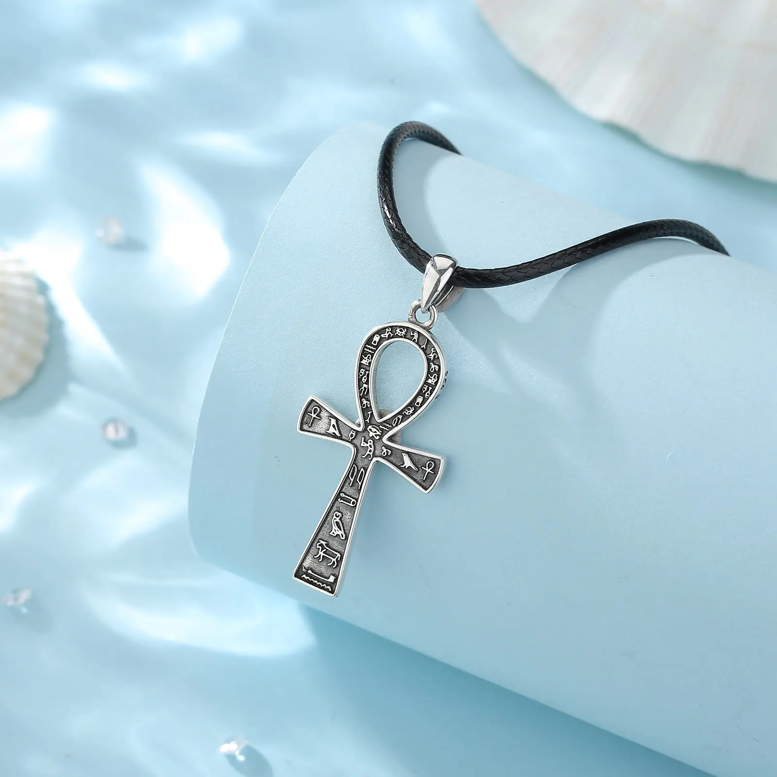 Eternal Life Ankh Cross Silver Necklace - Image 6