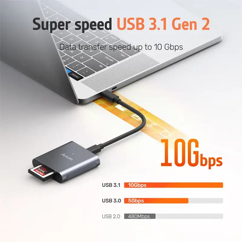 ALXUM CFexpress 카드 리더기, USB 3.1 Gen 2 10Gbps CF 카드 메모리 저장 어댑터, 썬더볼트 3 C 타입, 노트북 컴퓨터 휴대폰용