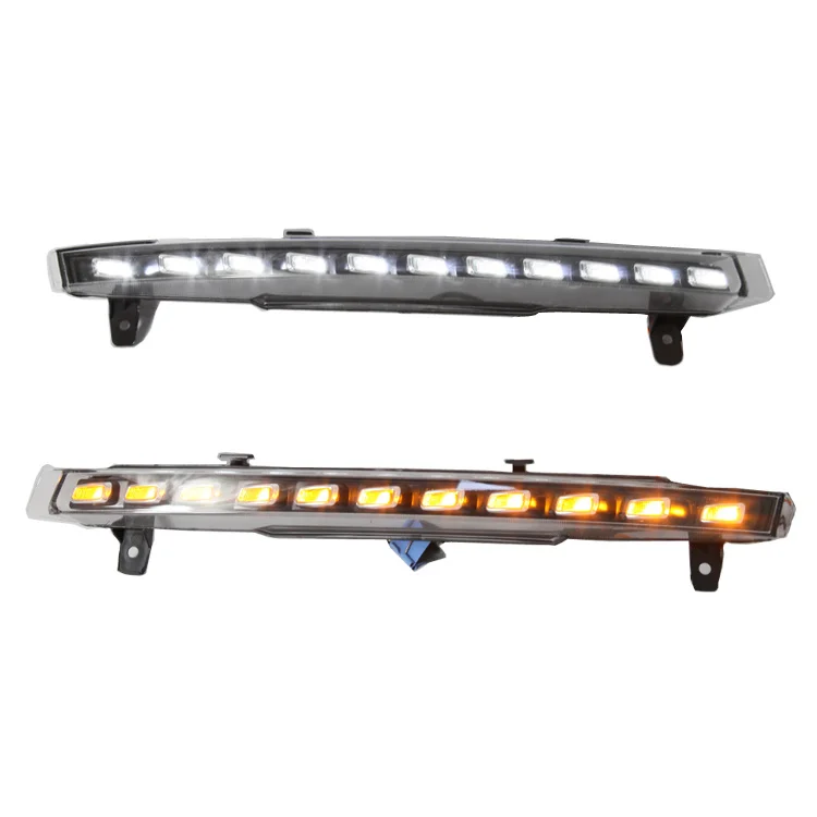 

LED Daytime Running Light for Audi Q7 Facelift Model 2010 - 2015 Front Driving Fog Lamp DRL with Amber Dynamic Turn Signal