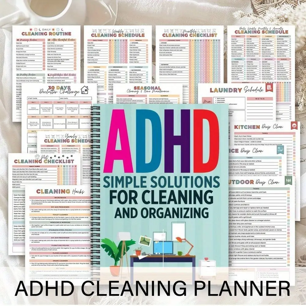 정기적인 ADHD 청소 계획표 주간 일정 간단한 솔루션 체크리스트 노트북 연중 팁 정신 건강 체크리스트