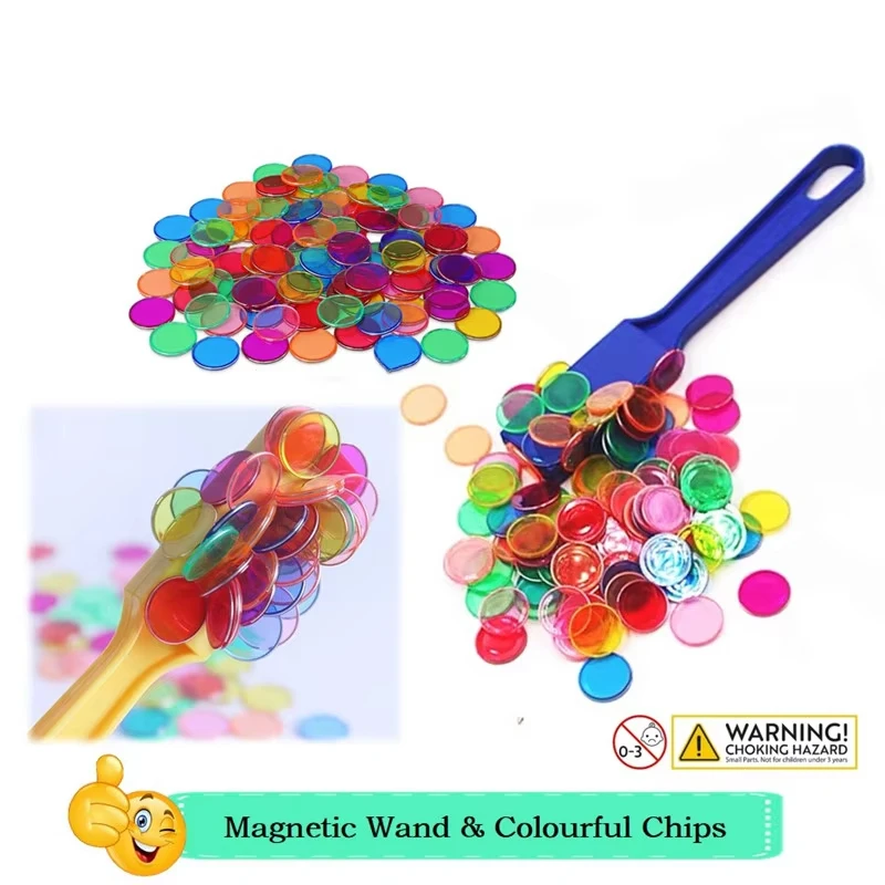 Gettoni Contatori Magnetici Per Bambini Con Bacchetta | Giochi Educativi Conteggio E Colori Bingo
