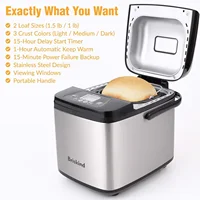 19-in-1 Compact Bread Maker Machine, 1.5 lb / 1 lb Loaf Small with Carrying Handle, Including Gluten Free 2