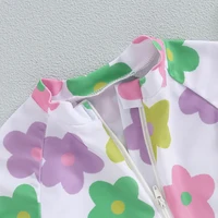 Baby Girl Swimwear Summer Floral Print Short Sleeves Swimsuits for Toddler Bathing Suits Beachwear 6
