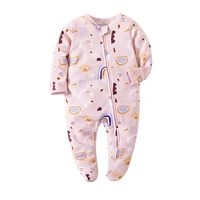 Spring Newborn Footed Pajamas Zipper Girl and Boy Romper Long Sleeve 0-12 Months Baby Clothe Jumpsuit Cotton Solid White Fashion 5