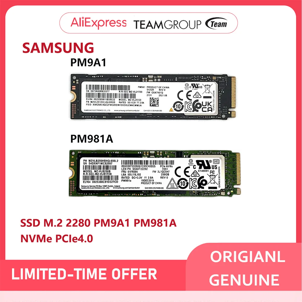 

SAMSUNG SSD M.2 2280 PM9A1 PM981A 256GB 512GB NVMe M.2 NVMe PCIe4.0 for Laptop Desktop 1TB Internal Solid State Drives