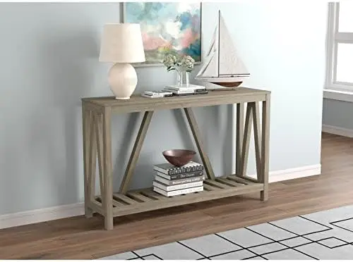 

Co. - Dark Taupe Farmhouse Entry Table with 2 Open Shelves, Console Tables for Entryway, Use As Doorway Table, Hallway Desk, or