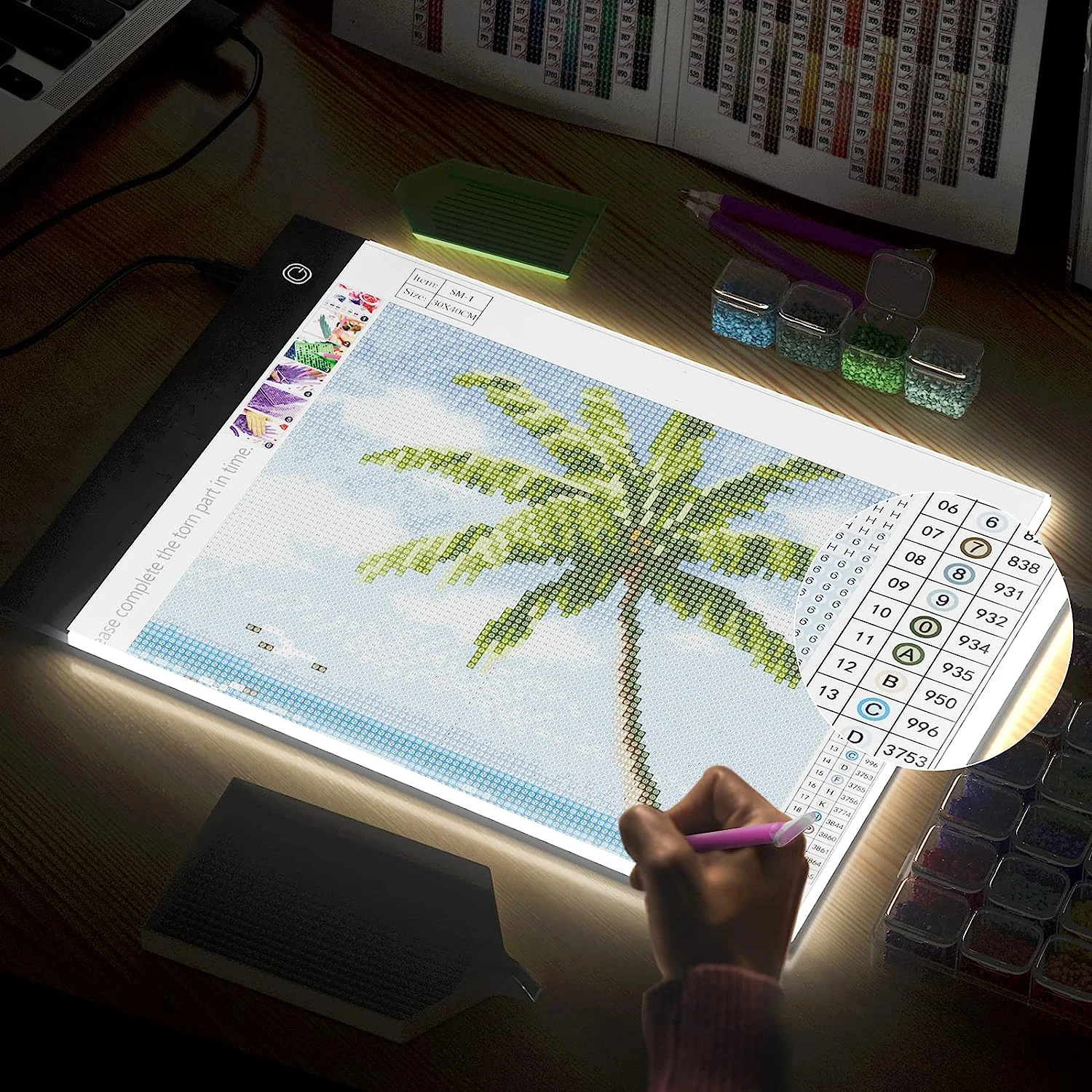 LED Light Pad Light Board for Diamond Painting - Ultra-Thin Magnetic Tracing Light Box with USB Powered for Artists Drawing 2D DIY Diamond Painting Sk KOBAIBAN A3 Light Pad, Rechargeable Light Board for Diamond Painting,  Tracing Light Box with Stand and Clip, Light Table Lightbox for Tracing,  Drawing