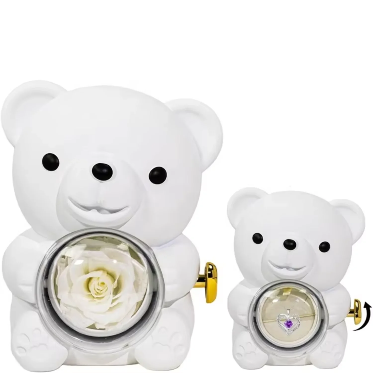 Valentines Day Gift Rose Bear Jewelry Necklace Rings