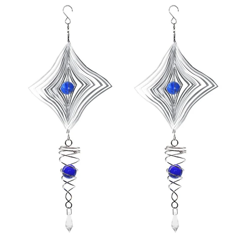 

2X Metal 3D Wind Spinner Suit Indoor Outdoor Garden Decoration, Glass Ball Decoration Crafts Ornaments
