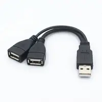 High Quality USB 2.0 Cable USB Double Splitter Adapter Cable One To Two Female To USB 2 Male Power Extension Cable - Image 2