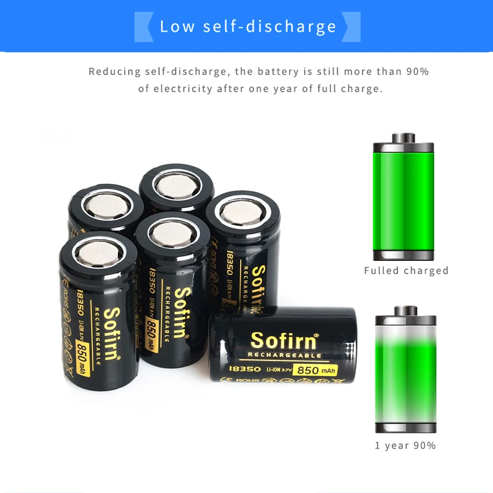 Sofirn 18350 1100mah Sofirn SP40 SP40A 헤드램프용 상단 헤드 충전식 3.7V 리튬