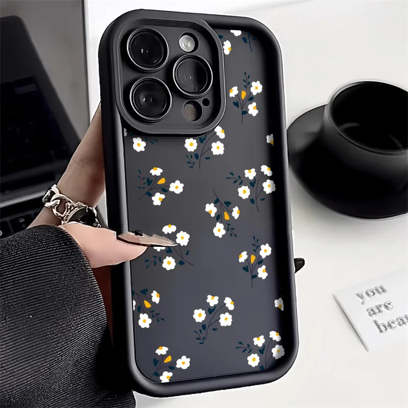 Liquid Silicone Case For iPhone 11 Case iPhone 13 12 14 15 Pro Max XS X XR 7 8 Plus SE 2020 2022 Small Floral Shockproof Cover