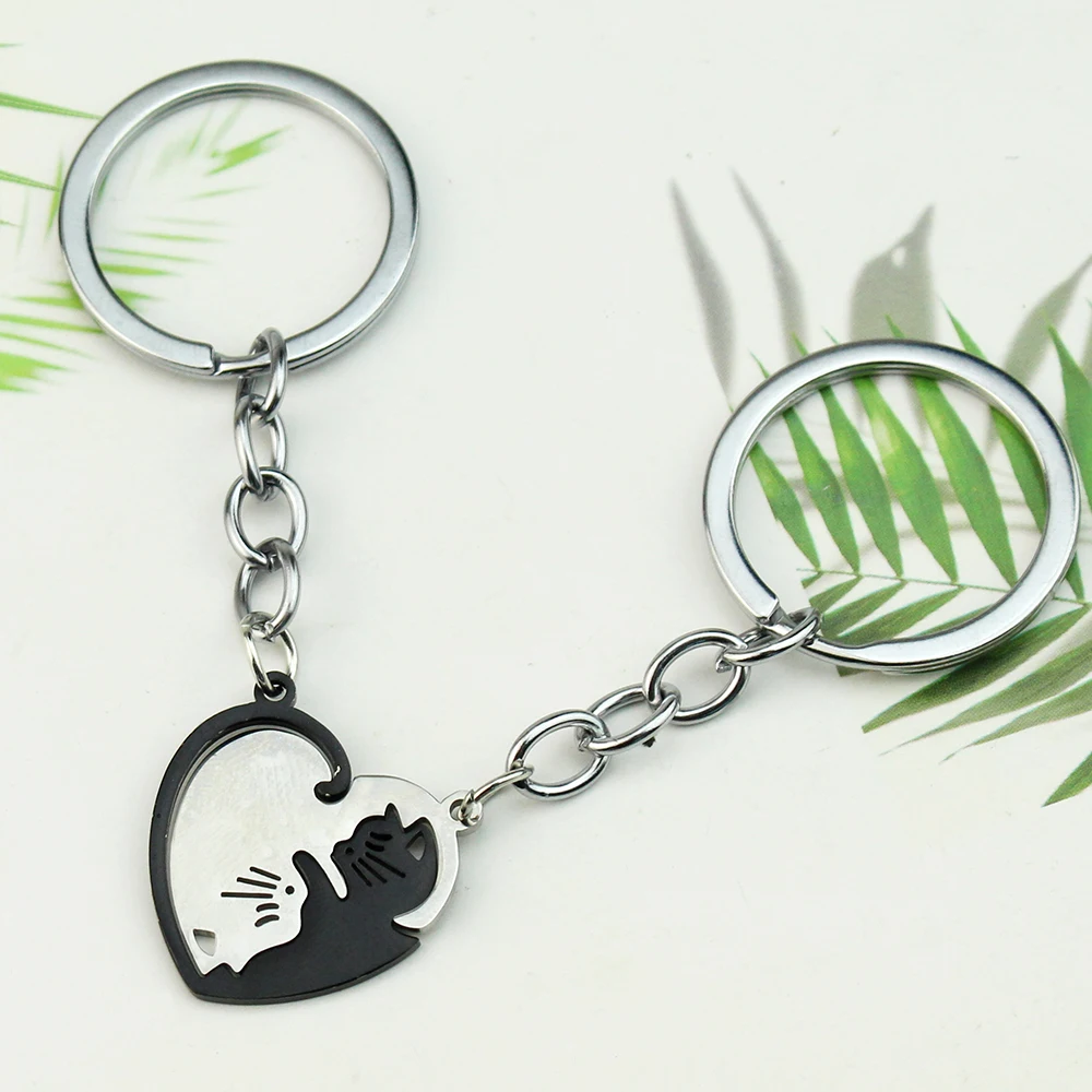 ★BLACKPURPLE★ Signature Cat Heart Charm KeyringNavy BP25SS Black Cat Charms | Cat Charm Bead | Black Pendant | Jewelry
