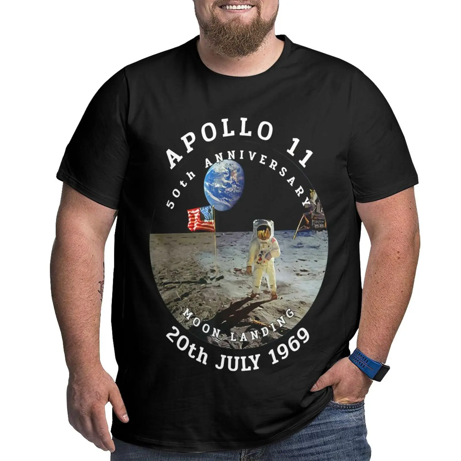 Apollo 11 Moon Landing 50Th Anniversary 6735 Oversized T-Shirt T-Shirts Mens Clothes Graphic T Shirts Manga Tshirt Men's Shirt |