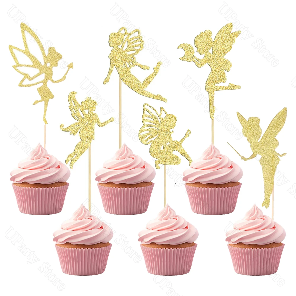 Gyufise 36 Decorazioni Per Cupcake Con Fiori Rosa Glitterati Con Angelo