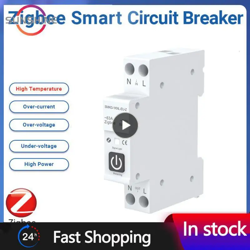 

Умный автоматический выключатель Tuya WiFi с измерением 1P 63А, DIN-рейка Smart Life, работа с Alexa Home Яндекс Алисы