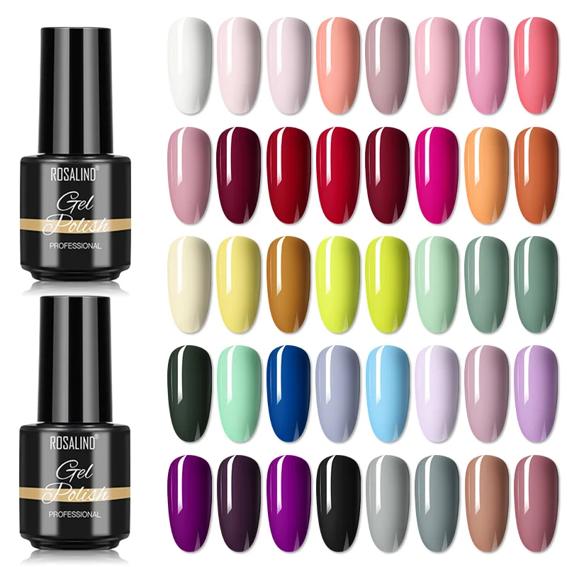 ROSALIND 5ml Pure&Shiny Nail Gel Polish Hybrid Varnish Semi Permanent Nail Art Gel Varnishes 100+ Colors Choice 6