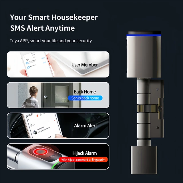 CDOK L31 Tuya Bluetooth smart lock, biometric unlocking, gateway remote unlocking can be added, black/silver 4