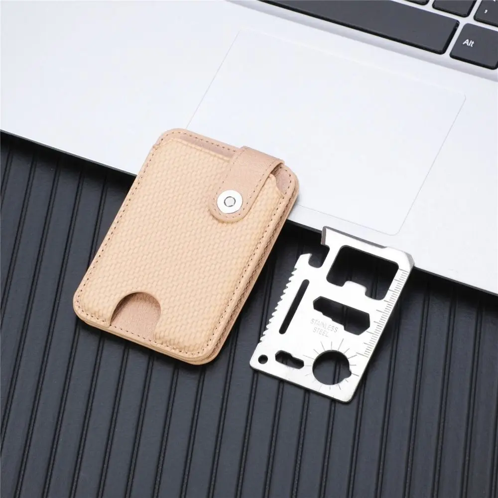 

Leather Mobile Phone Card Bag Universal Adhesive Back Sticker Wallet with Outdoor Tool Creative Protective Sleeve Bracket