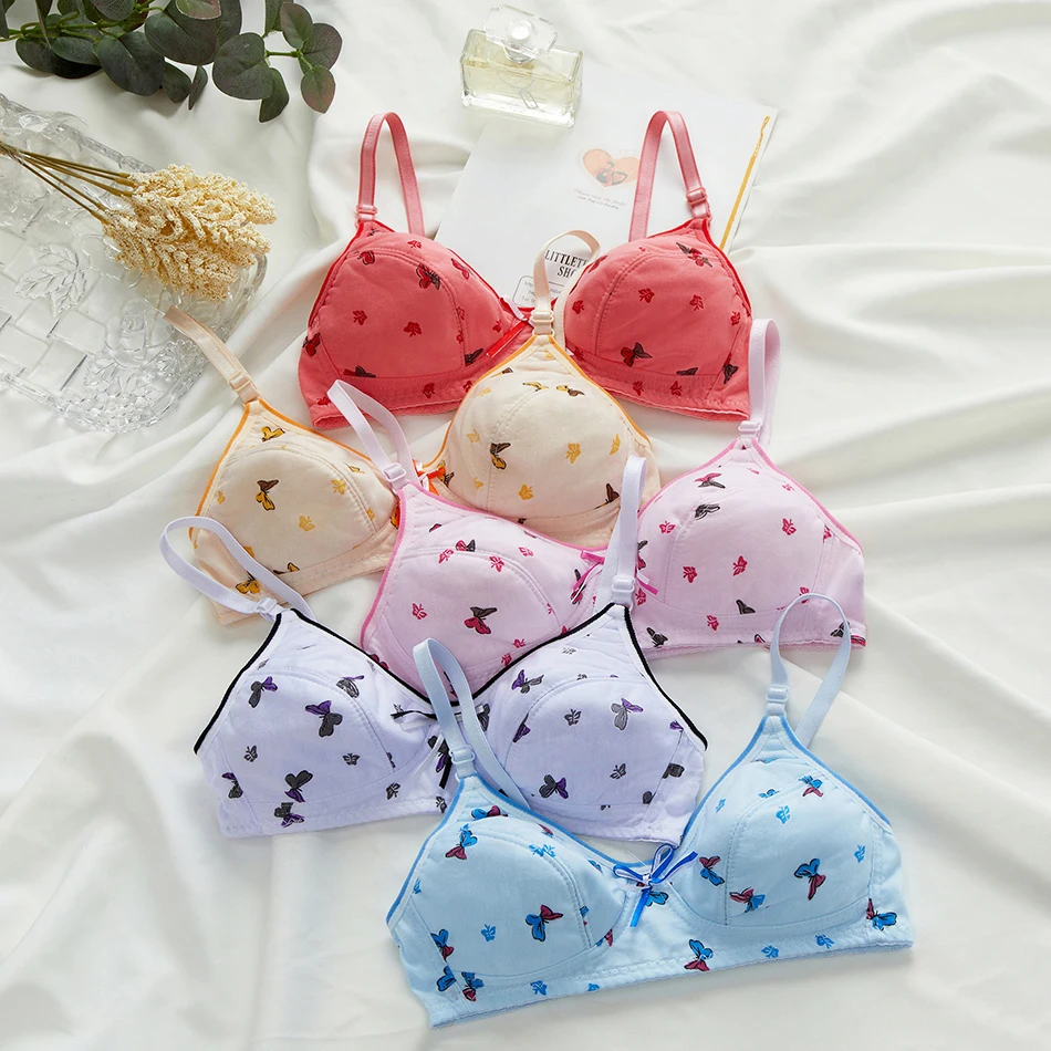 Girl Butterfly Bowknot Casual Bralette Candy Color Cute Bras Women Fashion Sport Tops Clothing for Small Bust 2