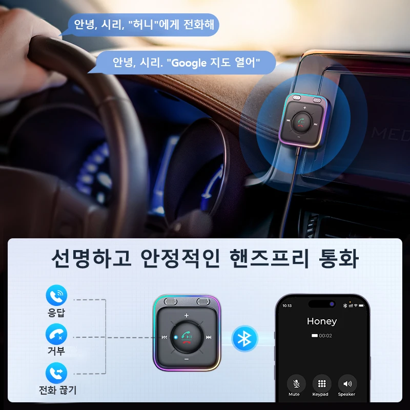 조이룸 블루투스 6.0 차량용 리시버 어댑터 (마이크 및 노이즈 캔슬링 기능 탑재), USB AUX 블루투스 리시버 카 키트