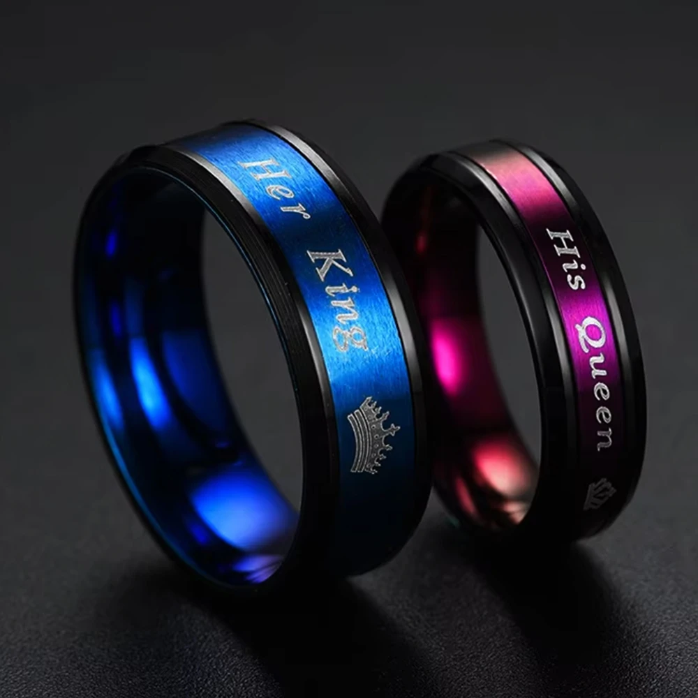 Stainless Steel Her King His Queen Rings Couple`s Rings His Queen