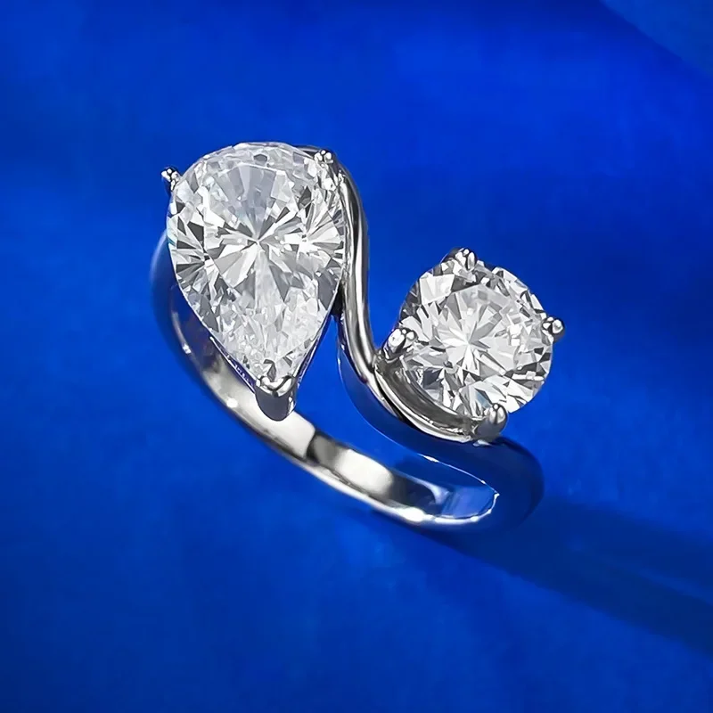 

Romantic Water Drop Moissanite Diamond Ring Real 925 Sterling Silver Party Wedding Band Rings for Women Engagement Jewelry