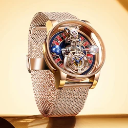 2023 New PINDU Design Men Watch Top Brand Luxury Jacob&Co Transparent Celestial Body Quartz Roulette Watch for Men Montre Homme
