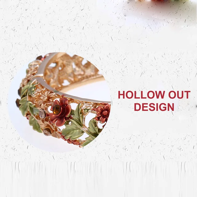 Woman Ethnic Style Bangle Flower Hallow Out Skin-friendly Charm Bracelets Valentine's Day Birthday Gifts for Her 4