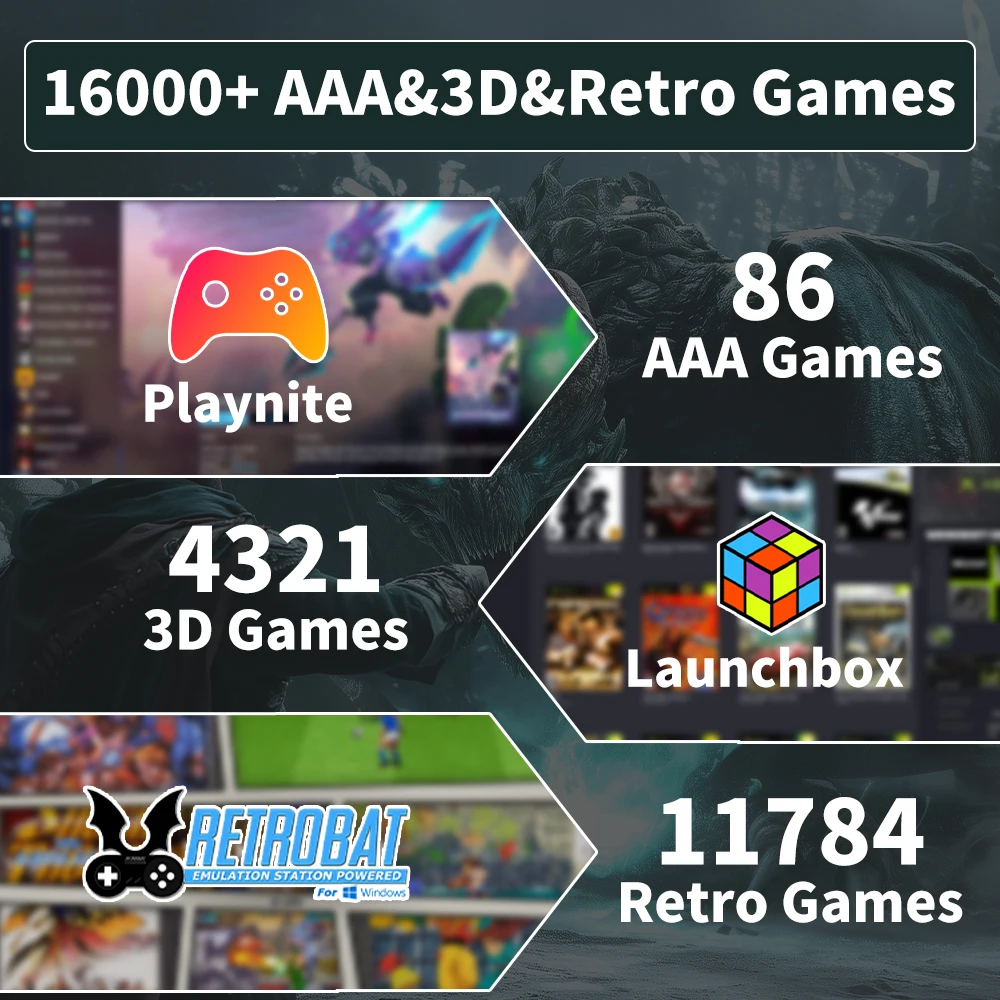 Play Zone 1TB Gaming SSD 80+ Emulatore per PS5/PS4/Switch/XBOX/PS3/PS2 con 16191 giochi Playnite, lanciobox e retrobat per PC/laptop 2