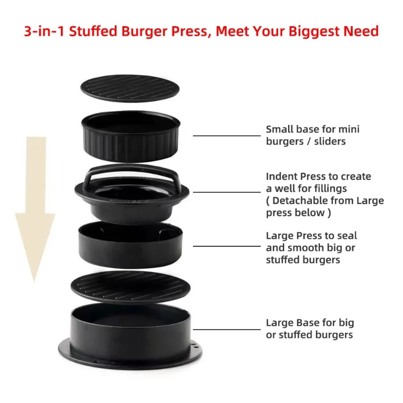 Gourmet Burger & Pie Press with Baking Liners - Kitchen BBQ Essentials