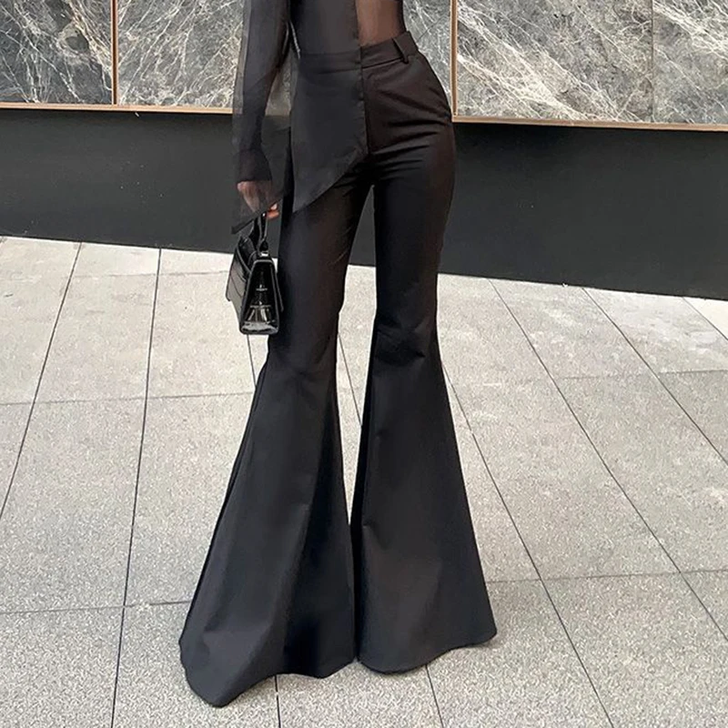 Suit pants women's high waist bell bottoms in spring and summer plus size slim trousers temperament niche high-grade trousers