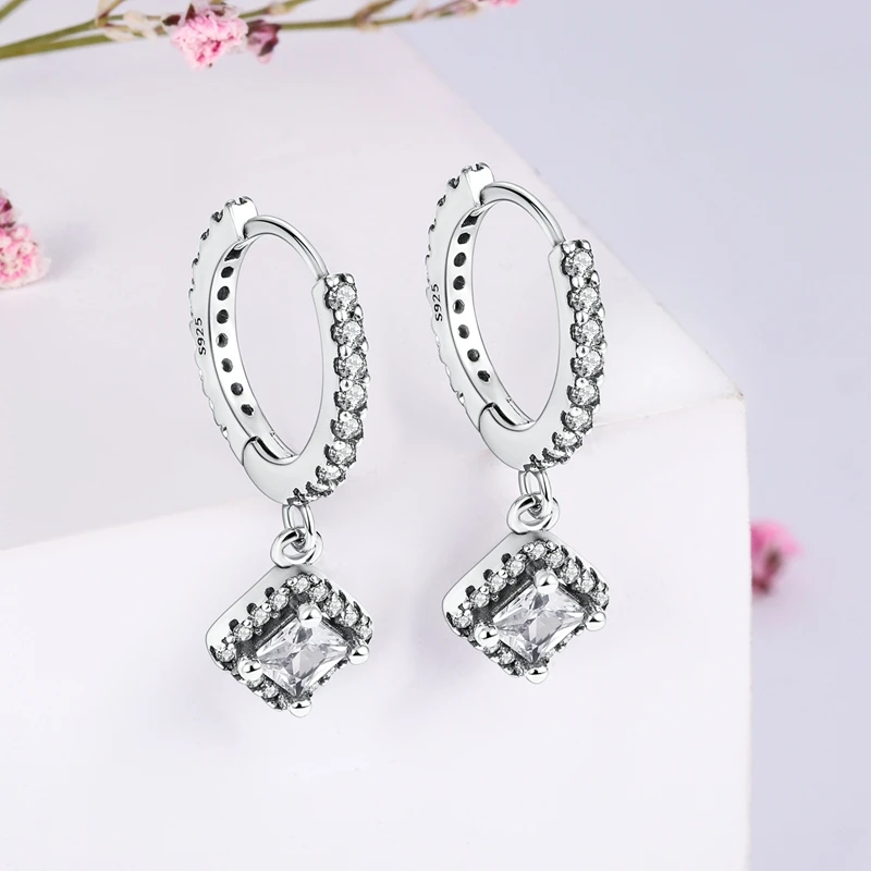 2022 Charm Double Hoop Earrings 925 Silver Sparkling Pave Stud Earring Gift For Women Engagement Jewelry Anniversary